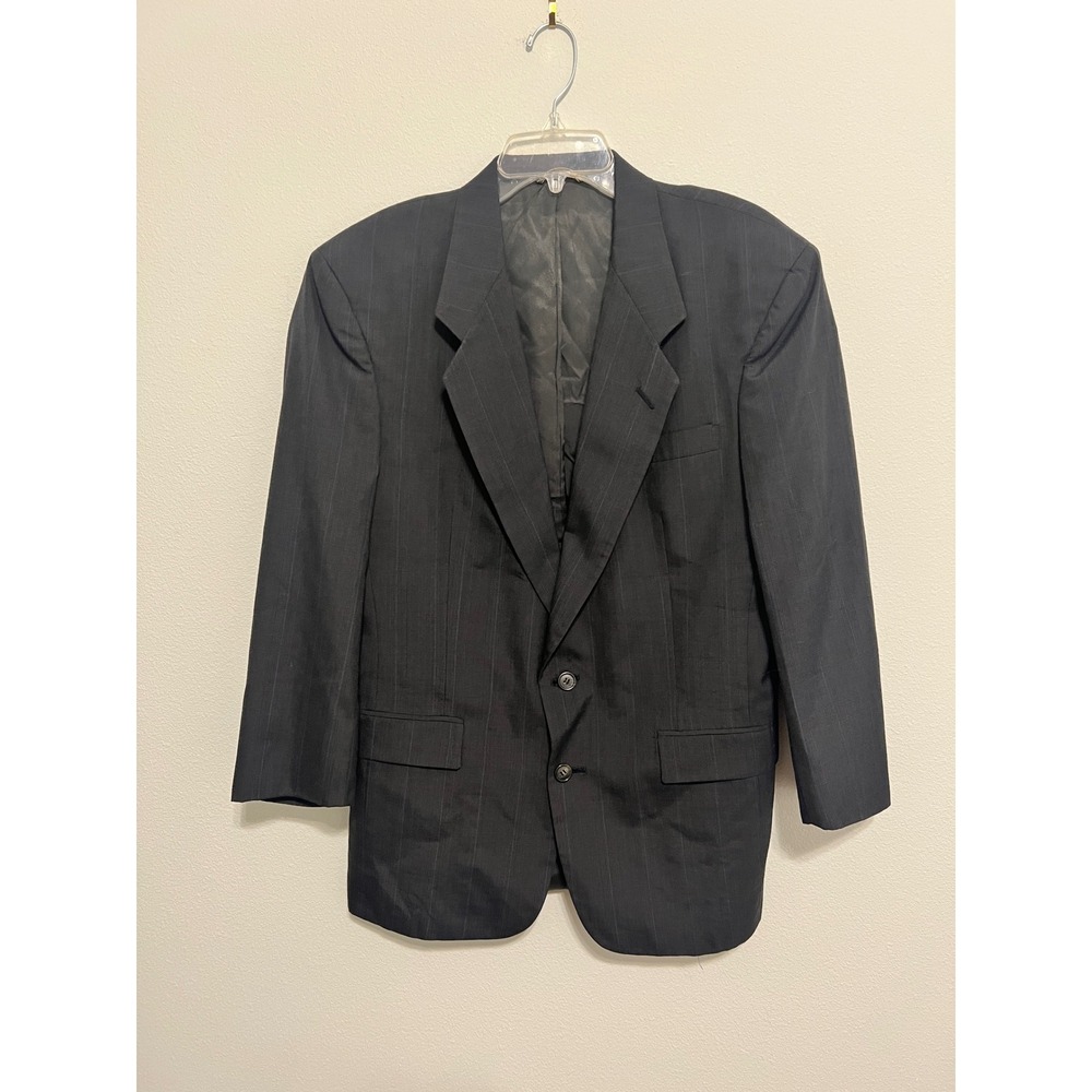 Christian Dior Monsieur Mens Pinstripe Blazer Charcoal Grey Wool Sport Coat 44R
